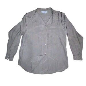 Vintage Baldanza Jerry Regenbogen Pure Silk Button Down Blouse Womens Size 4